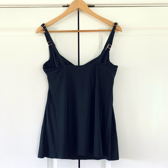 Miraclesuit Surplice Tankini Swim Top Swimsuit Underwire Black Bra Size 34 D - Picture 3 of 7